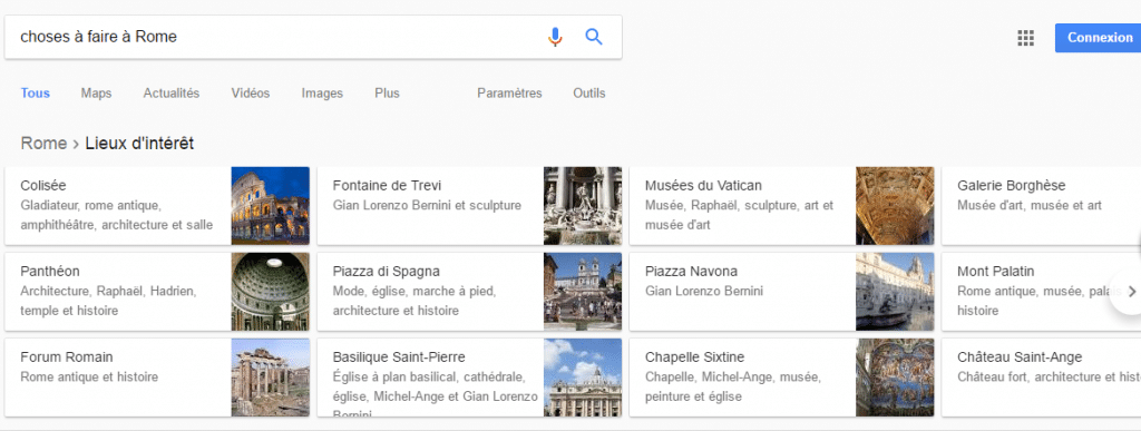 page de résultats de recherche Google